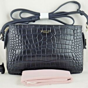 NEW Radley London Abbotsford House Small Cross Body Bag Ziptop in Navy